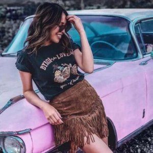 Boho Vintage Black Graphic Tee Size Medium New